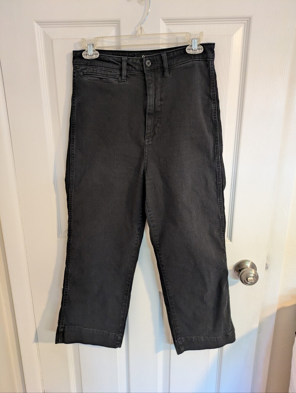 Quince Black Wide Leg Cropped Pants